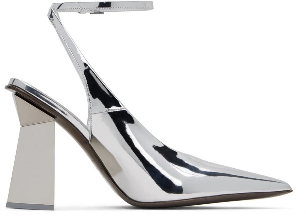 NIB Valentino Garavani Silver One Stud Hyper Heel Pumps Mirror effect 36.5